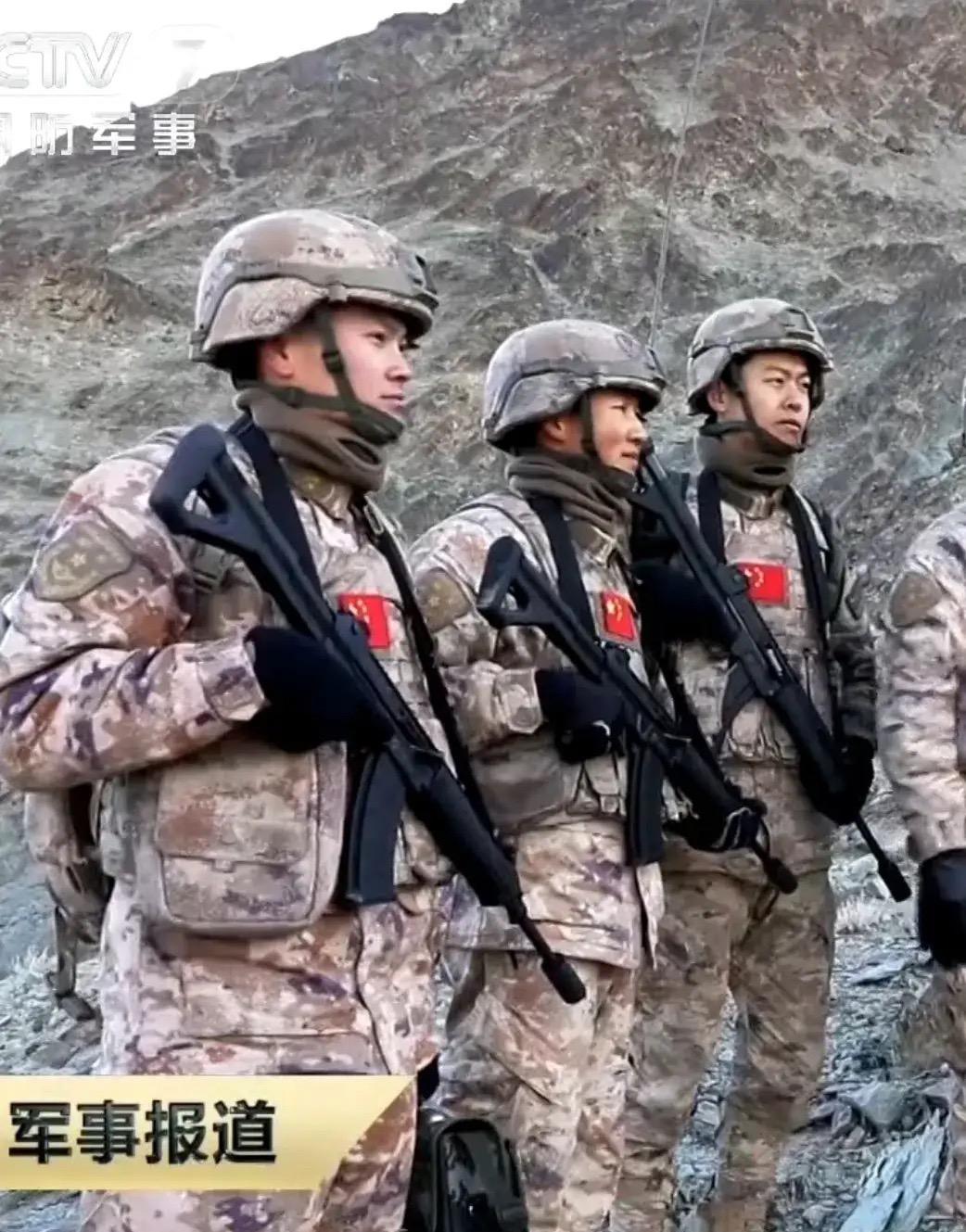 守卫边疆的边防官兵装备清一色的新式191步枪和新式单兵系统.
