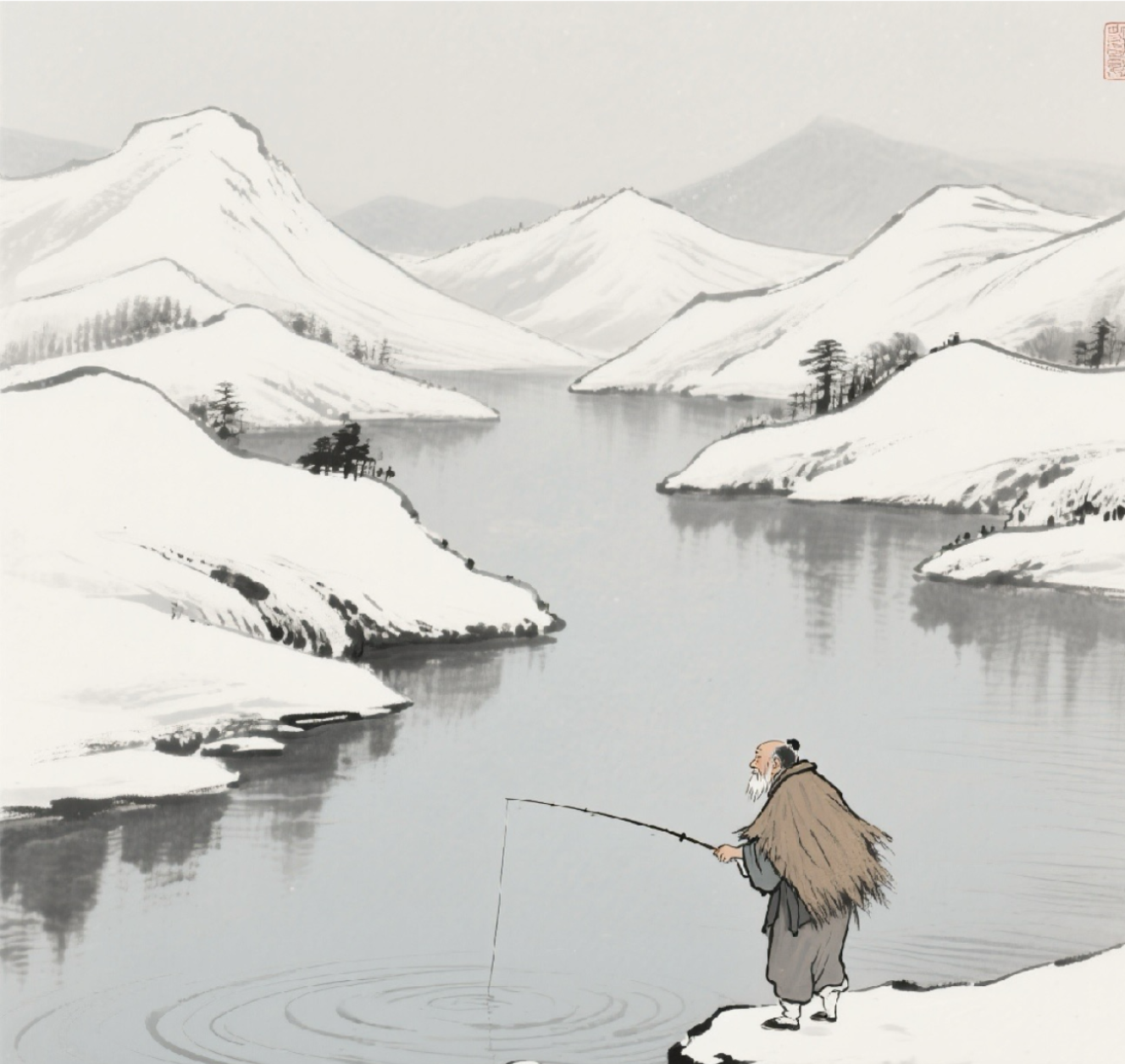 蓑衣钓寒江,不是求鱼,是钓一竿水影天光.#来一句最喜欢的诗词