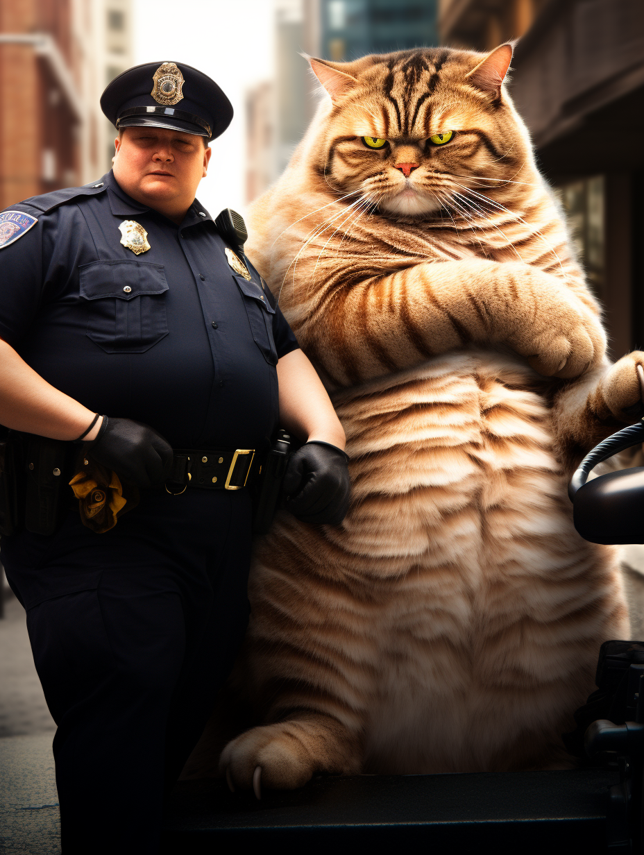 草图ai 的想法: 巨型猫咪成为新成员,300斤引发全城关注