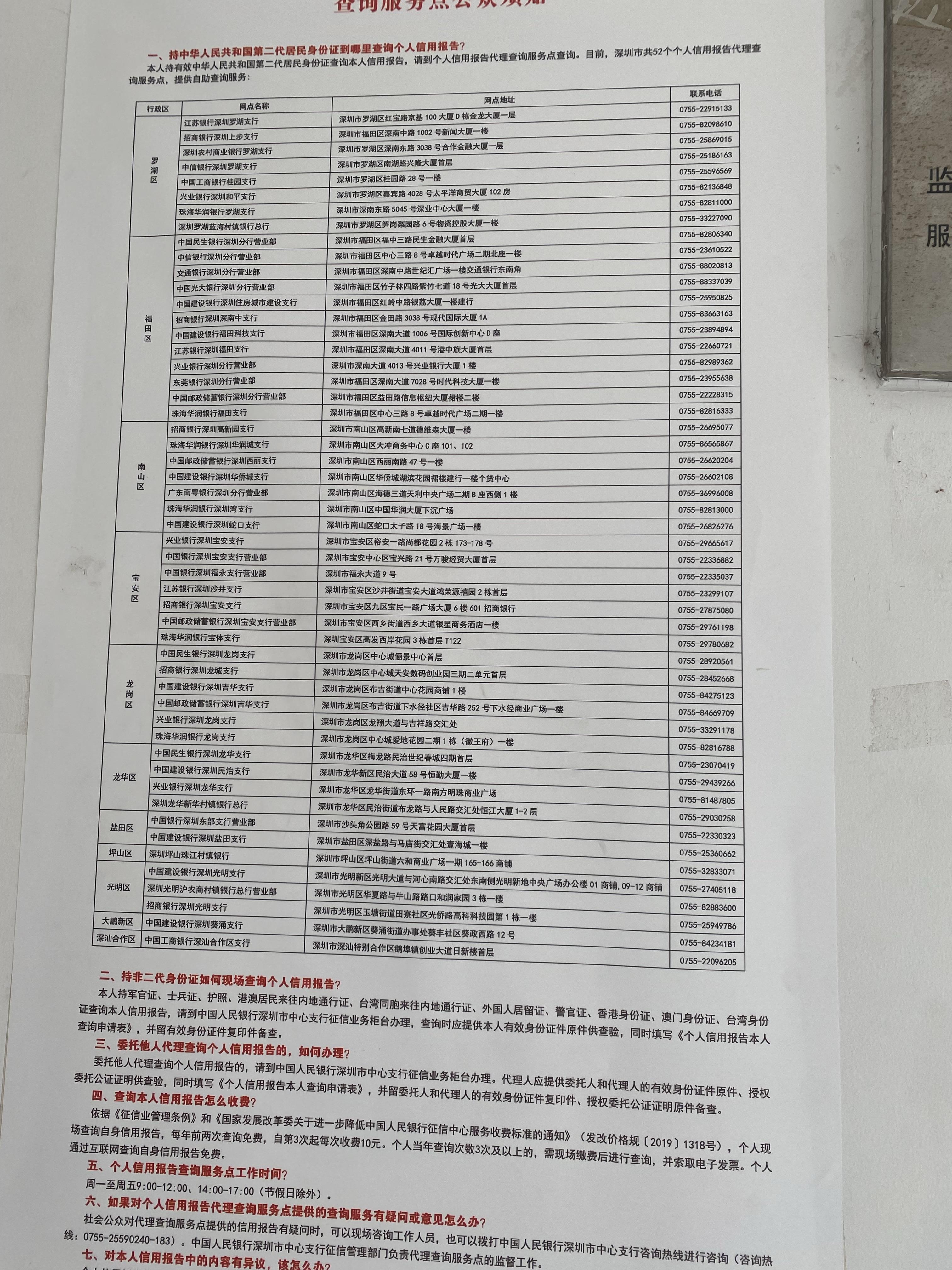 空白 的想法: 深圳征信宝安自助查询