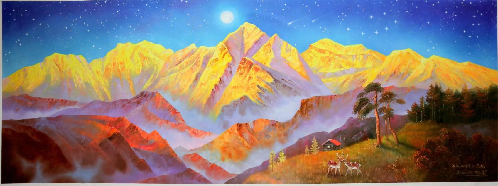 朝鲜画家创作基地 的想法: 朝鲜油画《金山》,李光哲