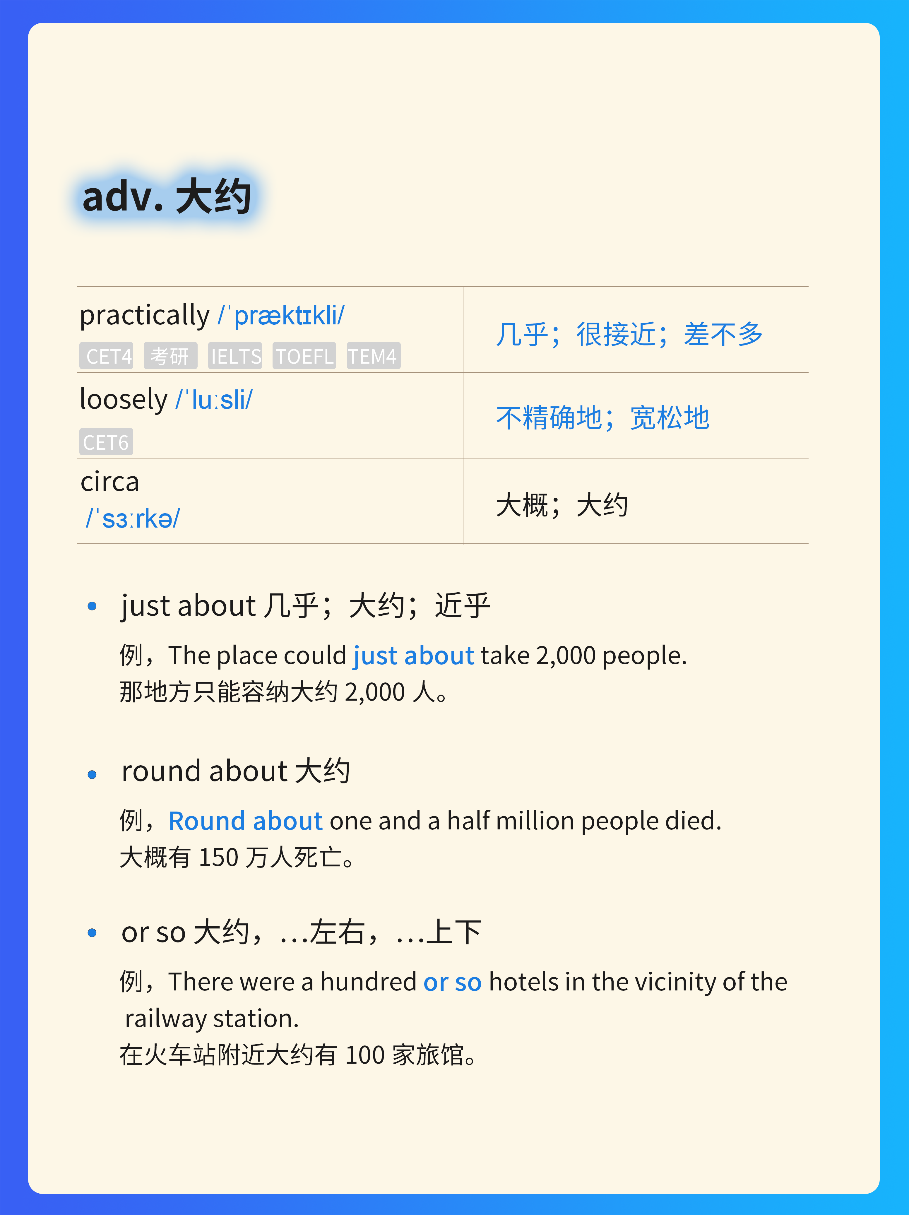 soeasy智能外语 的想法: 英语同义词盘点:大约 | 82同义词盘点:大约