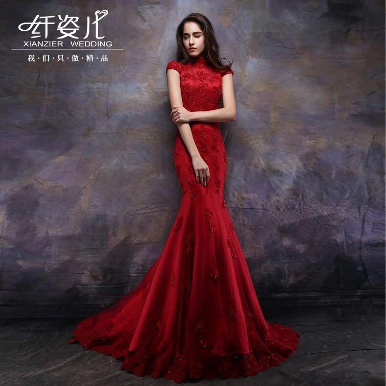 敬酒服可以不穿红色吗?想穿白色鱼尾婚纱敬酒