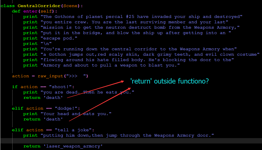 python 中SyntaxError: 'return' outside function什