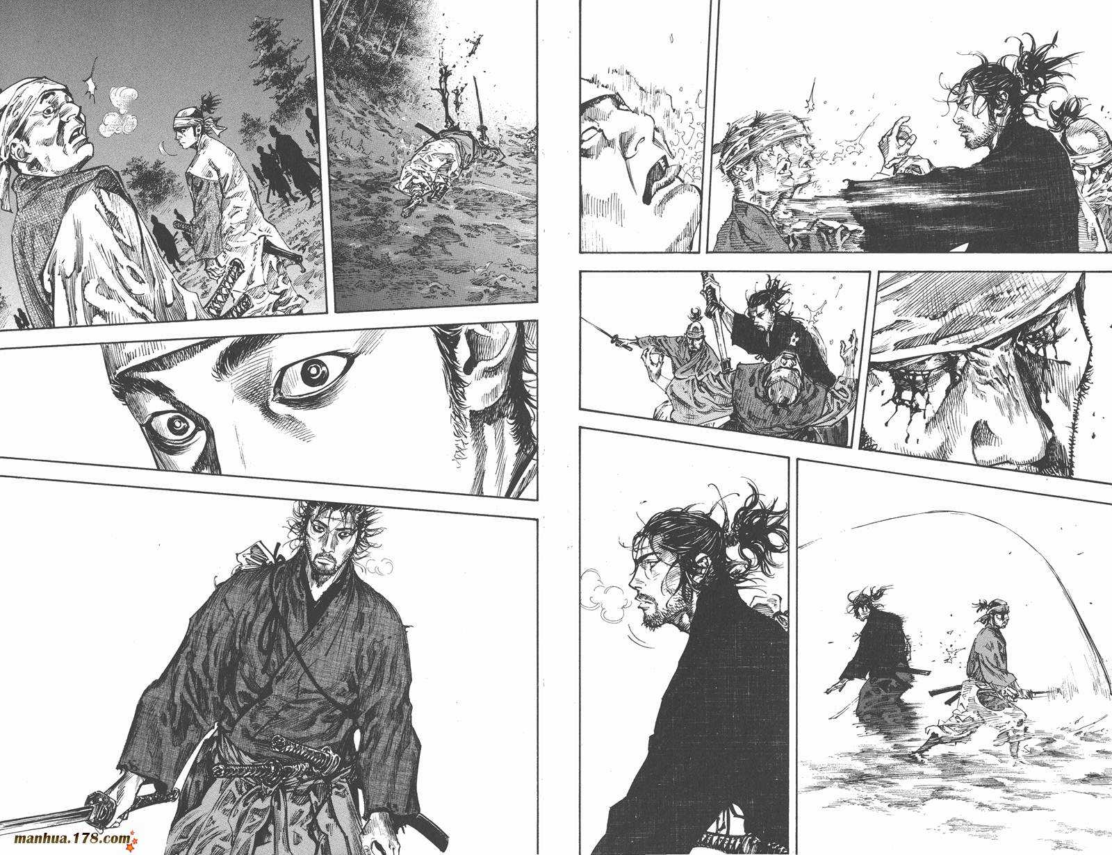 可以参考一下《浪客行》第26卷,武藏vs吉冈众70人,最终将后者灭门的