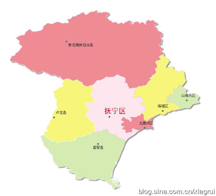 先来通观全局:比较好玩热闹的就是北戴河区,海港区,山海关区