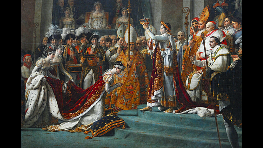 欧洲fashion icon流行的,看拿破仑加冕这名画里皇后及一帮女眷的衣着