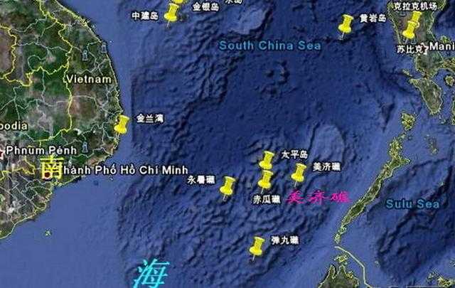 美济岛的位置,真tmd流氓,永暑岛,美济岛,赤瓜岛,感觉像个战斗群.