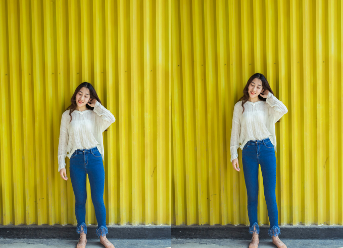 如何用ps将妹子腿变细变直而不影响背景?