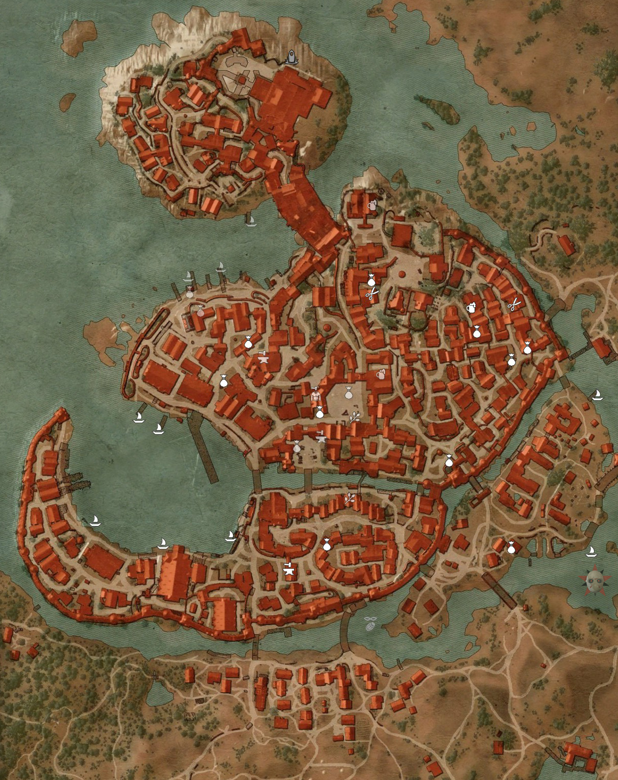 最新《巫师3》里的诺维格瑞. 这是城市缩略简图.