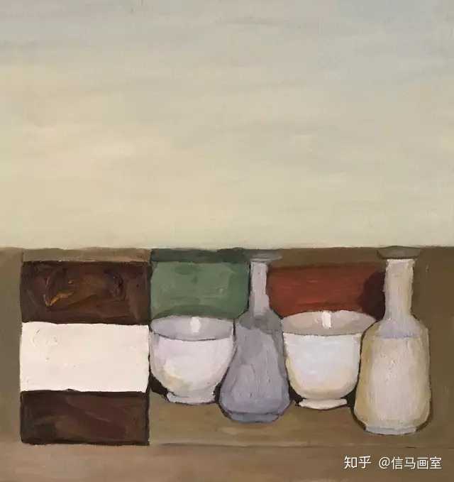 (阿龍臨摹莫蘭迪的作品《靜物》)