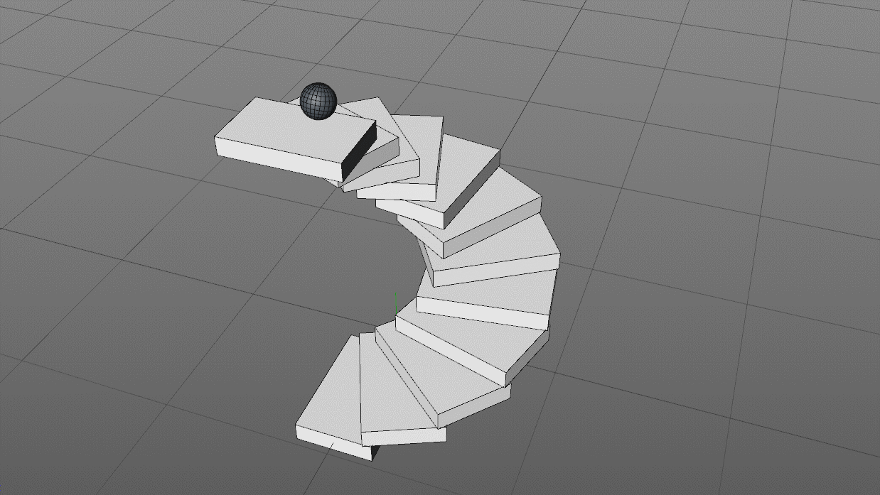 c4d如何让小球沿旋转楼梯坠落?