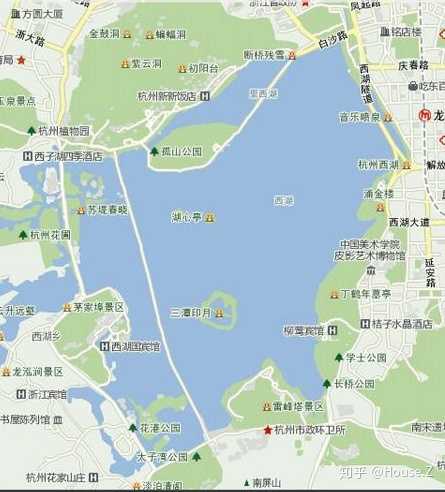 杭州西湖的平面图简单图片