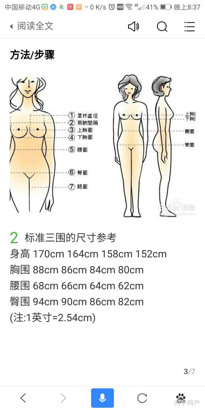 附上一张百度的三围比例图供大家参考
