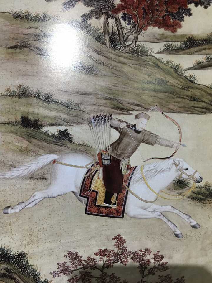 清·郎世宁 画的乾隆狩猎出行的局部