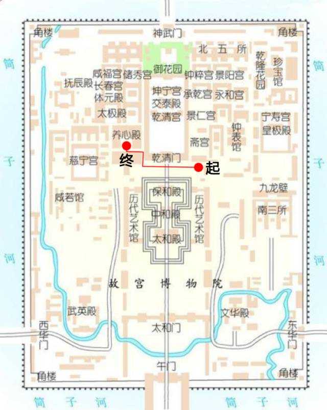 外御膳房在景运门外,即乾清门广场东面.