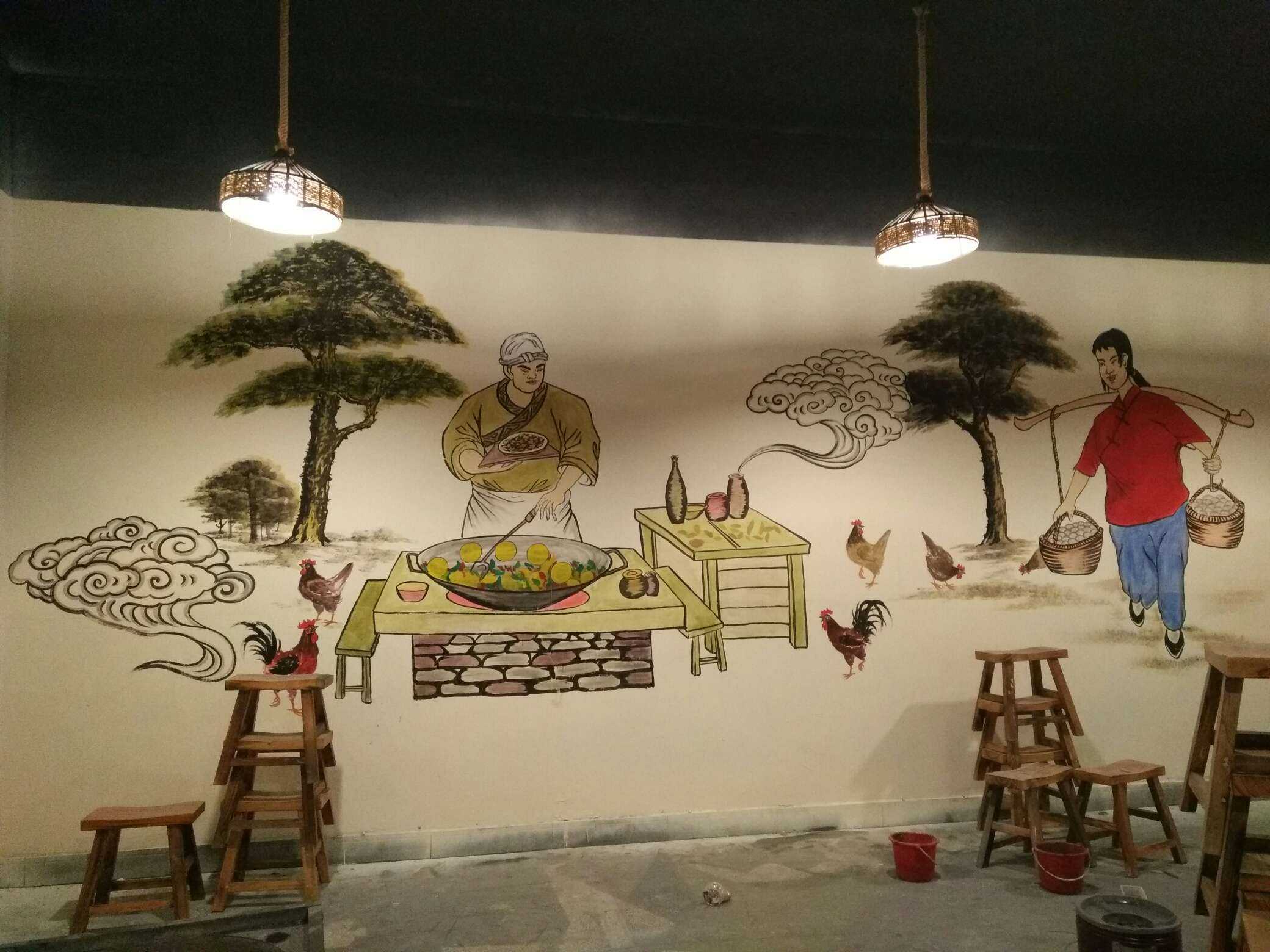 亳州墙绘 餐厅墙绘墨阳文化艺术18256715794