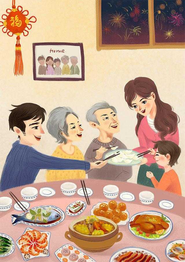 "家人闲坐,灯火可亲"