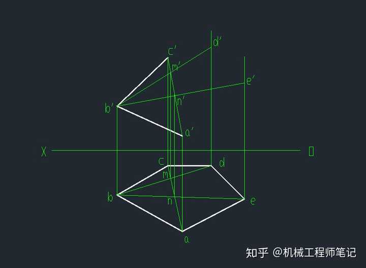 这个机械制图五边形两面投影怎么画?