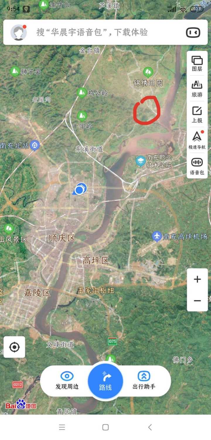 红圈所示即搬罾街道(大学城)大致位置