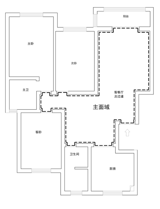 這是一個常見的三室兩廳戶型,我們拿到戶型或去到量房現場的第一件事