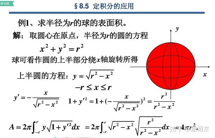 圆球表面积公式用微积分如何推导 知乎 圆球表面积公式用微积分如何推导 知乎