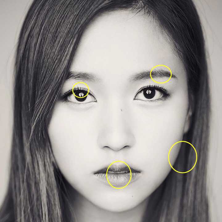 这个"角"说的是她的五官给人的直观感受是否有攻击性,判断一个人是否