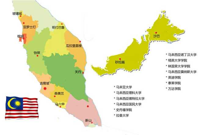 (注:上图为马来西亚地图,侵权删) 以上地区都会中文,虽然是马来西亚