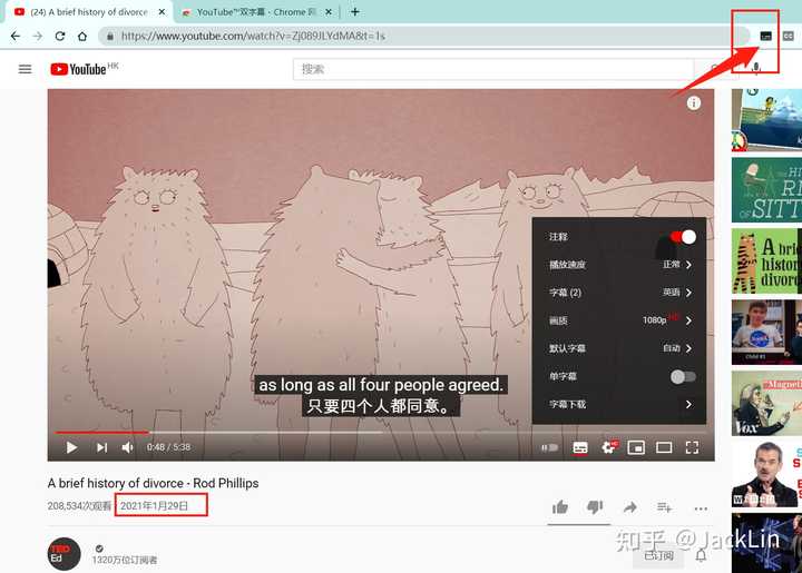 Youtube 如何自动加载 翻译中文字幕 插件 知乎