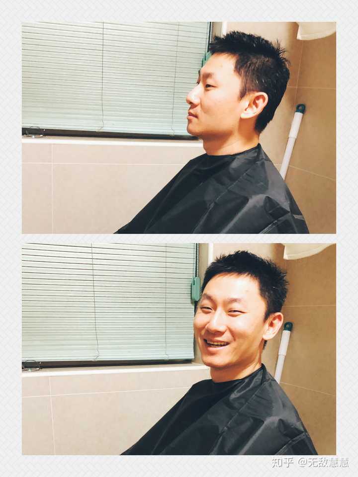 以下是理发后:(请忽略着睡衣的我俩)