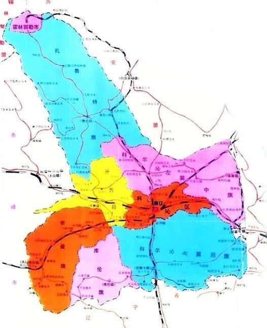 内蒙古通辽市地图.