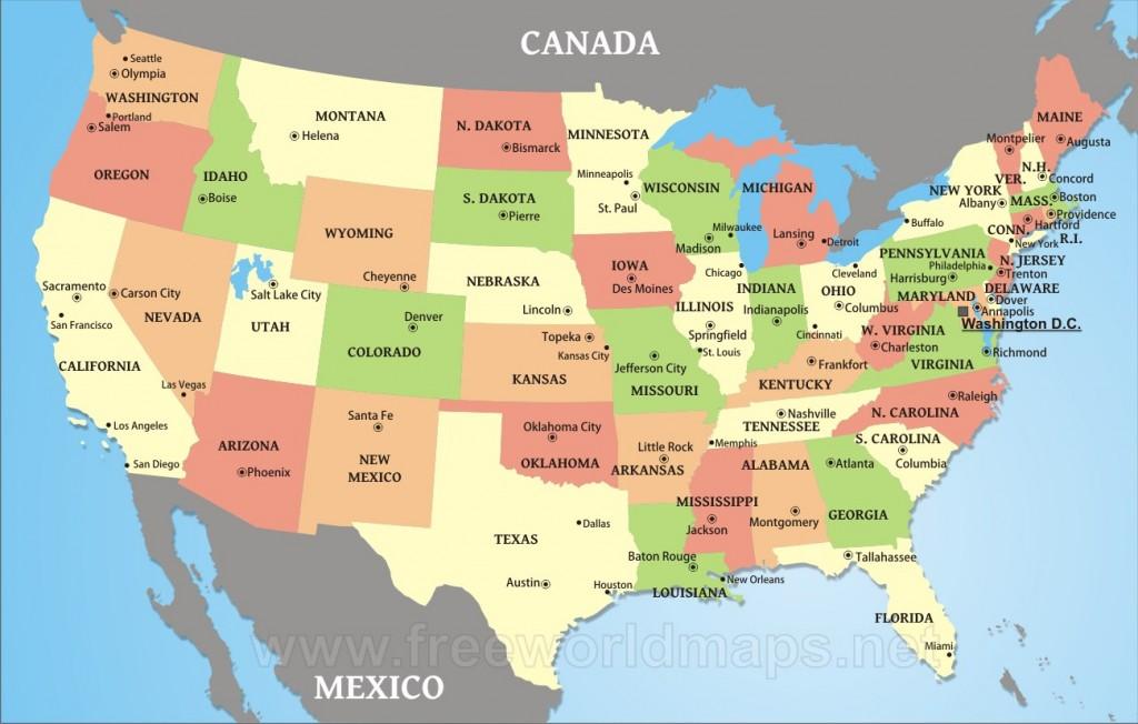 美国地图英文 高清晰图片