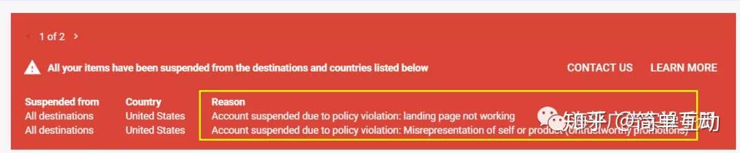 Account suspended due to policy violation: misrepresentation