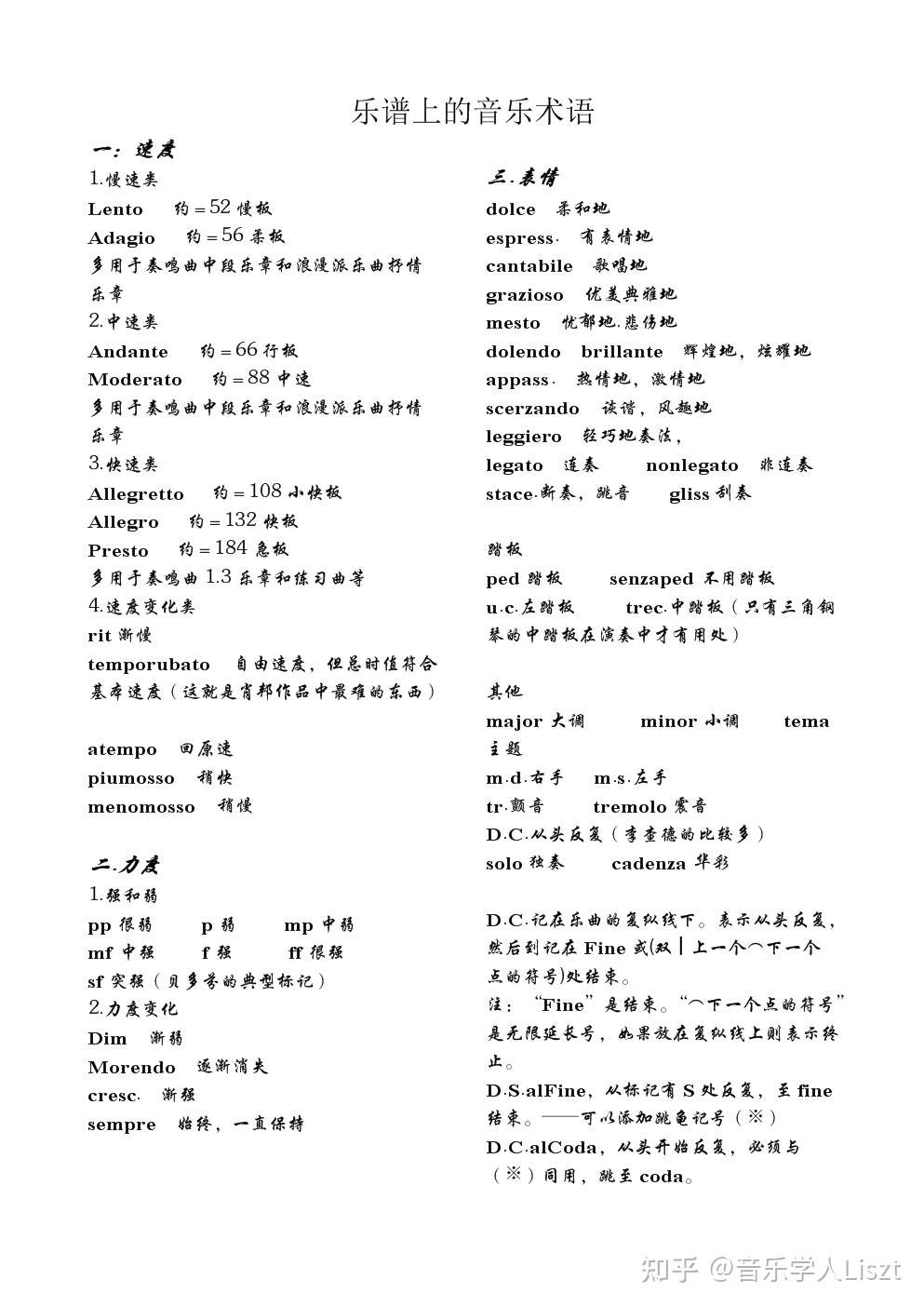 那些乐理中的音乐术语有哪些 知乎