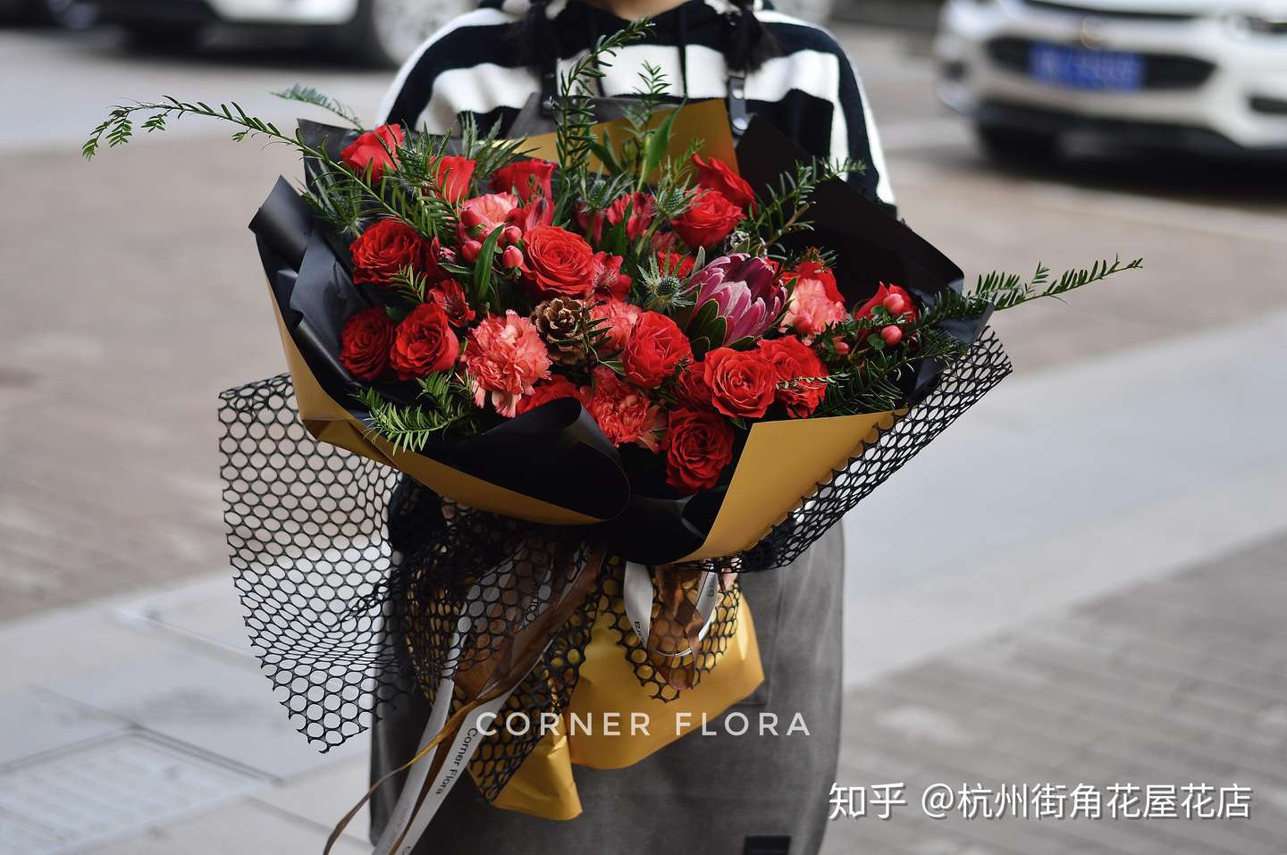 红色系花束 知乎