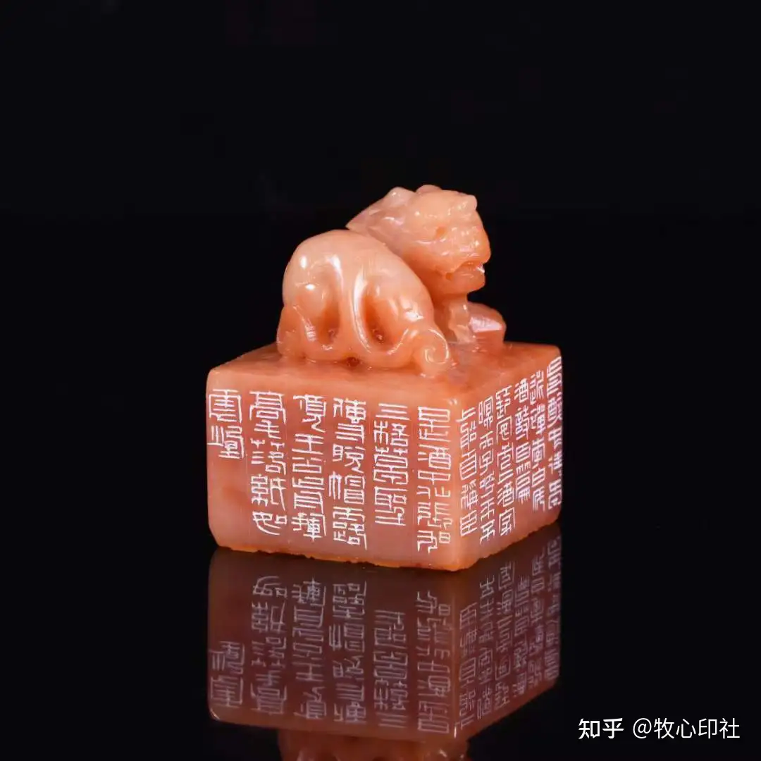 希少天然鶏の血石印章 天然石 鶏血石 「麒麟」印材0