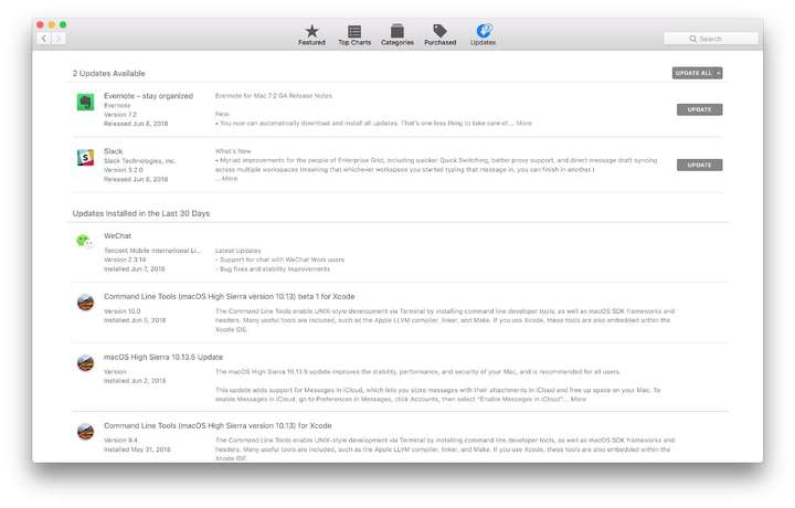 Mac App Store before update