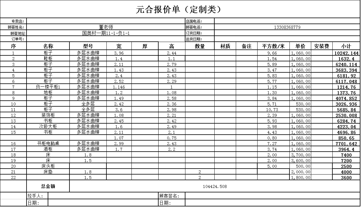 定制家具一般常用的报价方式按投影面积计算,尤其衣柜,书柜,到顶的