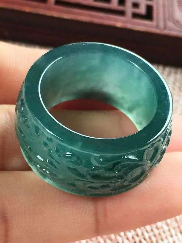 翡翠 板指 指輪 中国古玩 装身具 清時代 - リング