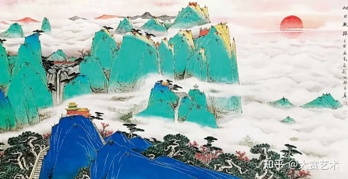 金運上昇 金碧山水 中国美術