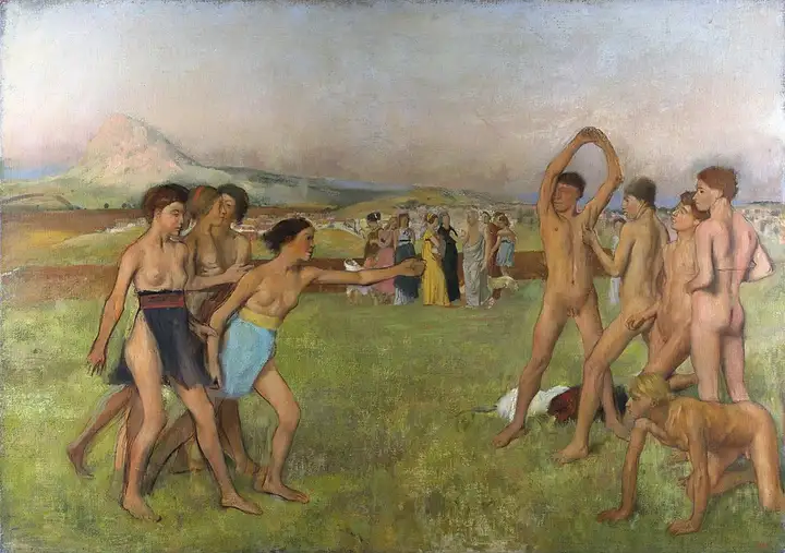 埃德加·德加《年轻的斯巴达克人的操练》，现藏于伦敦英国国家美术馆