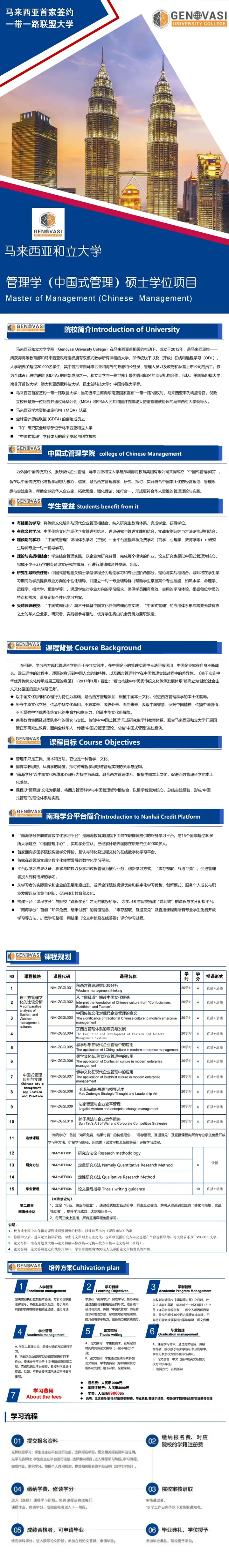马来西亚和立大学管理学（中国式管理）硕士学位课程简章-1