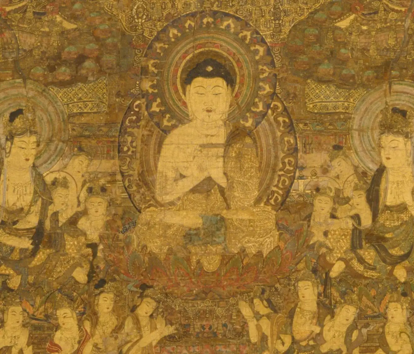 上品佛画——精美绝伦的《缀织当麻曼荼罗》（唐代流传到日本，古寺珍藏的
