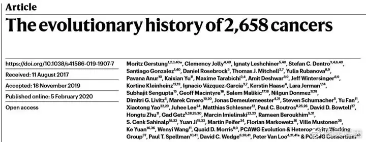 前沿生物大数据分析（24）Nature | 2658个癌症的进化史
