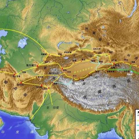 陸上絲綢之路起源於西漢張騫出使西域開闢的以長安為起點,經甘肅