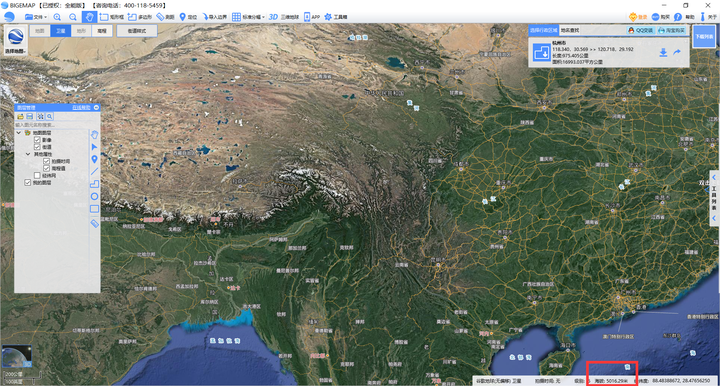 怎么从地图上看某个地方多少海拔以上的区域