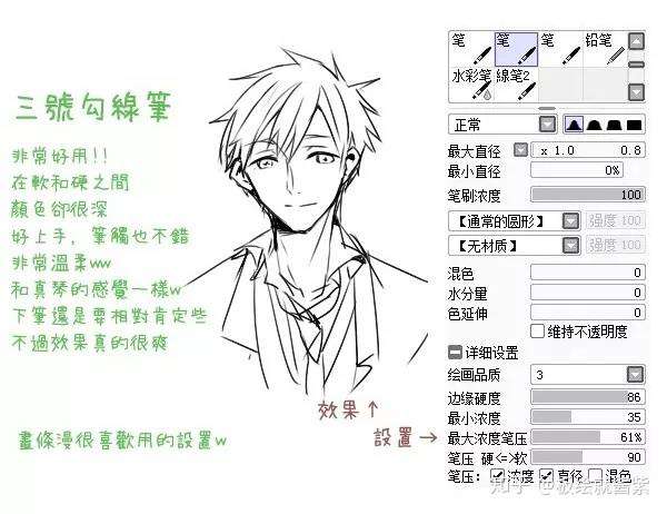 Sai教程 笔刷不求人 Sai常用笔刷设置 满足你所有需求 知乎