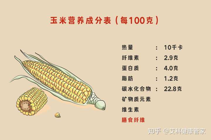 100克玉米营养成分表图片