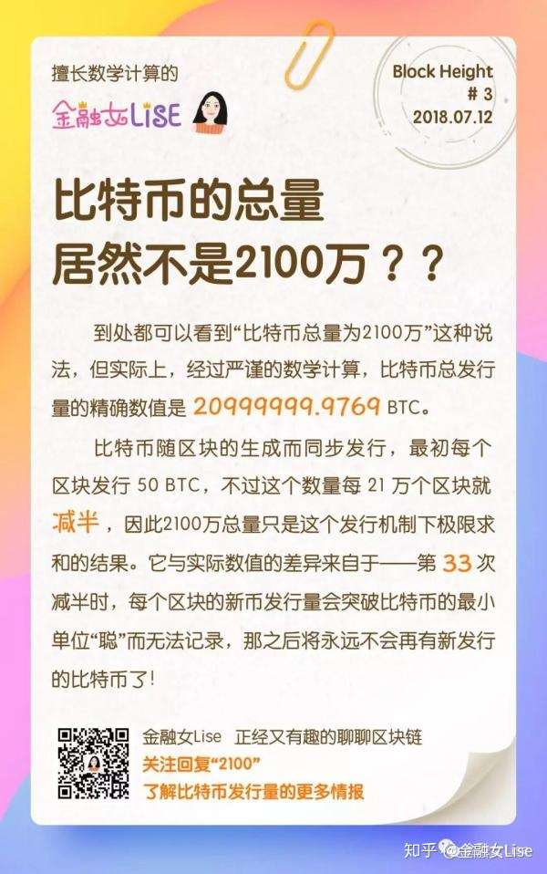 比特币的总量居然不是2100万 知乎