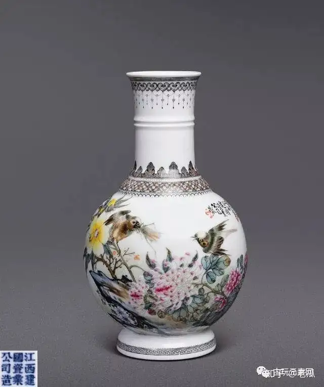 中国花瓶景德镇古董品重工粉彩山水紋松鶴特大高さ82cm